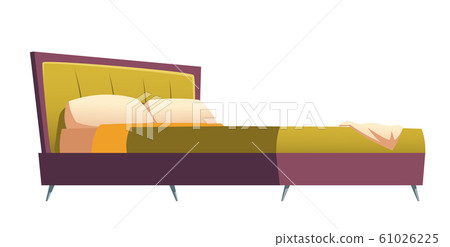 Double bed with green upholstery and pillows 61026225