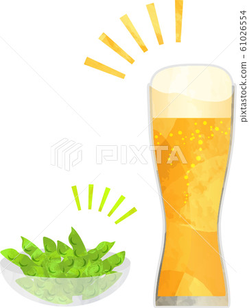 Draft beer _ beer _ green soybean _ paper cut style _ glass _ vector _ illustration _ drink _ sake _ alcohol 61026554