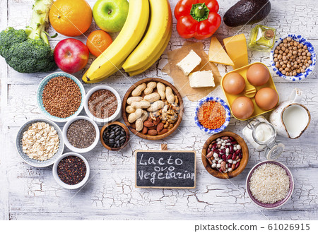Ovo-lacto vegetarian healthy diet concept. 61026915