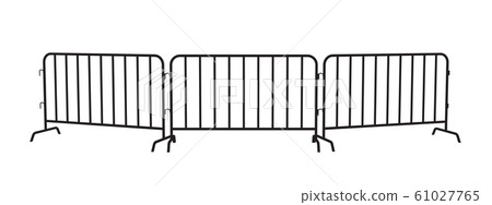 Urban portable steel barrier. Black silhouette of a barrier fence on a white background. 61027765