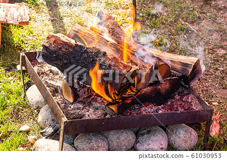 fireplace log fire orange flame seared coal 61030953