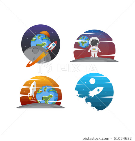 rocket ship launch space travel sign badge label rocket ship launch space travel sign badge label 61034682
