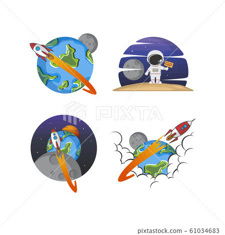 rocket ship launch space travel sign badge label rocket ship launch space travel sign badge label 61034683