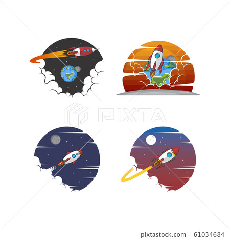 rocket ship launch space travel sign badge label rocket ship launch space travel sign badge label 61034684