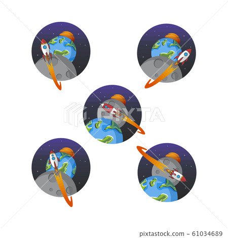 rocket ship launch space travel sign badge label rocket ship launch space travel sign badge label 61034689