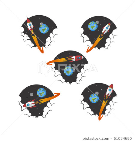 rocket ship launch space travel sign badge label rocket ship launch space travel sign badge label 61034690