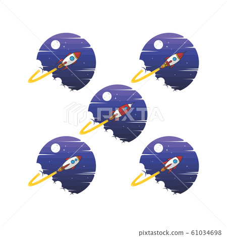 rocket ship launch space travel sign badge label rocket ship launch space travel sign badge label 61034698