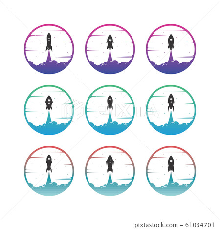 rocket ship launch space travel sign badge label rocket ship launch space travel sign badge label 61034701