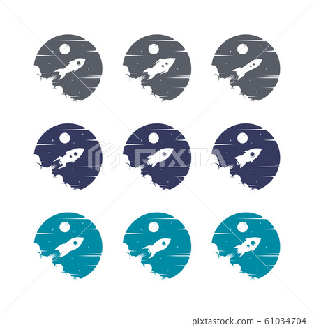 rocket ship launch space travel sign badge label rocket ship launch space travel sign badge label 61034704