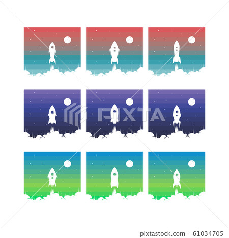 rocket ship launch space travel sign badge label rocket ship launch space travel sign badge label 61034705