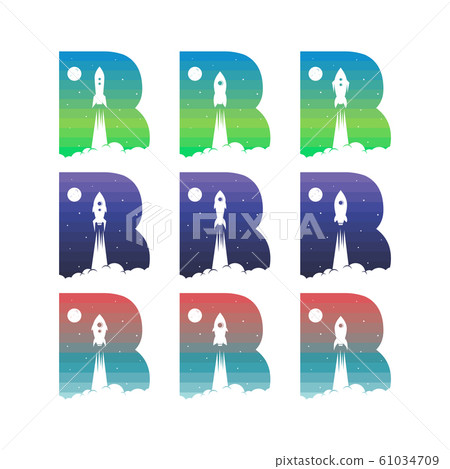 rocket ship launch space travel alphabet initial 61034709