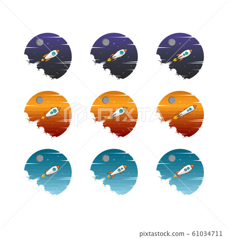 rocket ship launch space travel theme vector 61034711
