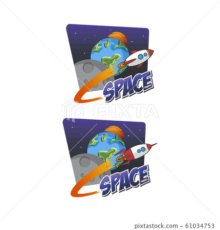 rocket ship launch space travel sign badge label rocket ship launch space travel sign badge label 61034753