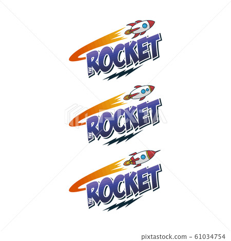 rocket ship launch space travel sign badge label 61034754