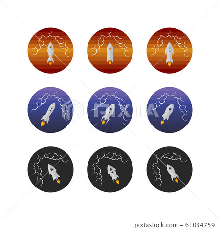 rocket ship launch space travel sign badge label 61034759