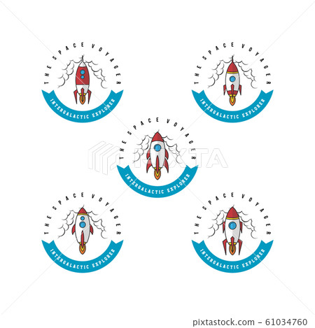 rocket ship launch space travel sign badge label rocket ship launch space travel sign badge label 61034760