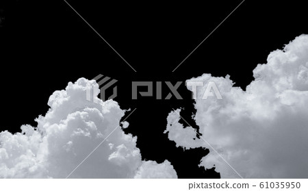 Pure white cumulus clouds on black background. 61035950