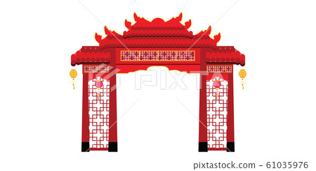 Chinese gate architecture isolated on white Chinese gate architecture isolated on white 61035976