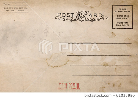 Back of vintage blank postcard with dirty stains Back of vintage blank postcard with dirty stains 61035980