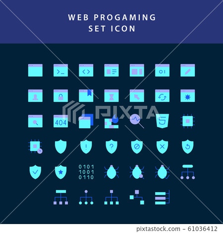 web programing flat style design icon set - Stock Illustration ...