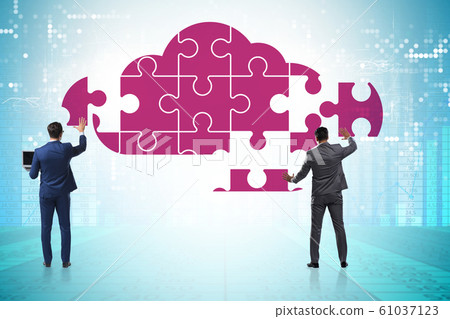 Concept of cloud computing with jigsaw puzzle Concept of cloud computing with jigsaw puzzle 61037123