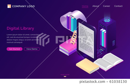 Online library, electronic reading isometric Online library, electronic reading isometric 61038130