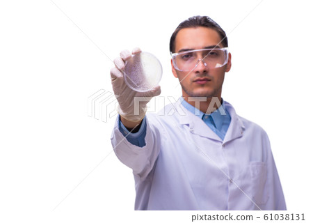 Young male chemist isolated on white Young male chemist isolated on white 61038131