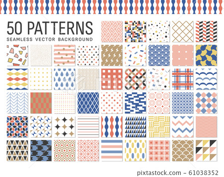 50 seamless geometric patterns - Stock Illustration [61038352] - PIXTA