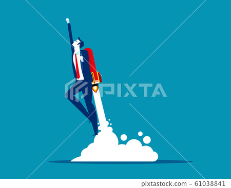 Businessman flying up by rocket. Concept business - Stock Illustration ...