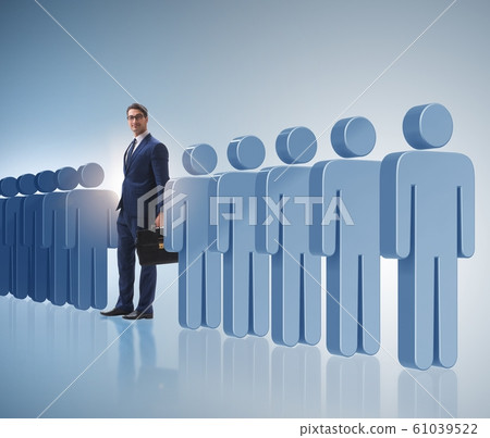 Standing out from crowd concept with businessman Standing out from crowd concept with businessman 61039522