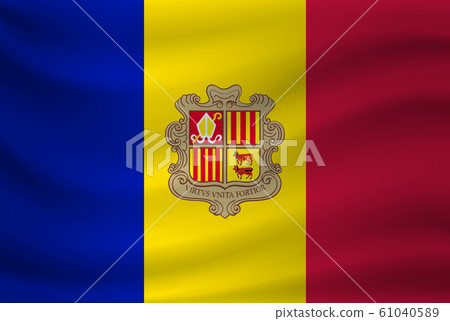 Waving flag of Andorra. Vector illustration 61040589