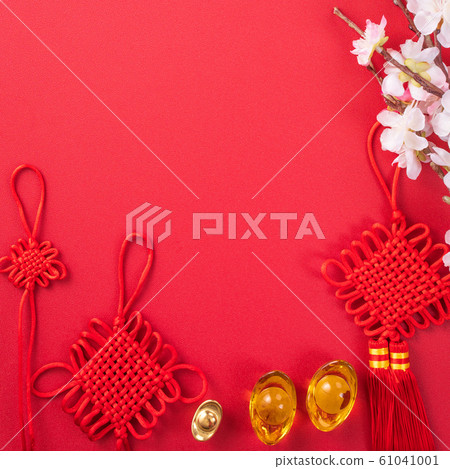 Chinese New Year Chinese New Year Chinese knot plum top view Chinese new year flat lay Chinese New Year Chinese New Year Chinese knot plum top view Chinese new year flat lay 61041001