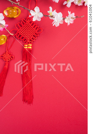 Chinese New Year Chinese New Year Chinese knot plum top view Chinese new year flat lay Chinese New Year Chinese New Year Chinese knot plum top view Chinese new year flat lay 61041004