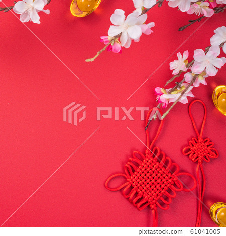 Chinese New Year Chinese New Year Chinese knot plum top view Chinese new year flat lay Chinese New Year Chinese New Year Chinese knot plum top view Chinese new year flat lay 61041005