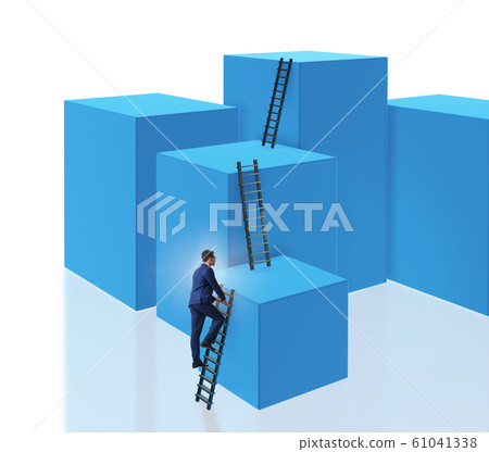 Businessman on top of block isolated on white Businessman on top of block isolated on white 61041338