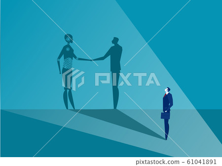 business looking him shadow business deal with robot plan business success future vector illustrator. 61041891