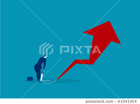 businessman blowing arrow growth by air pump. concept.vector illustrator 61041954