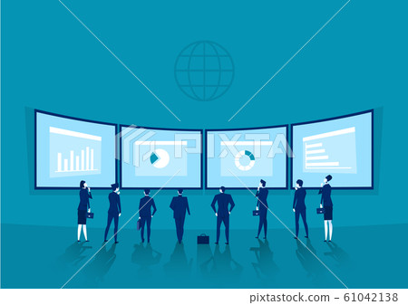 businessmen is standing in back of a whiteboard with financial charts. invest Vector 61042138