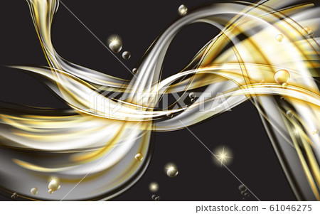 Yellow golden flowing liquid abstract on black 61046275