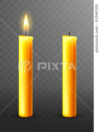 Burning, extinguished candle isolated 61046300
