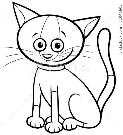 cat or kitten cartoon character coloring book page 61046608