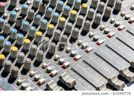 Part of sound music mixer control panel 61049776