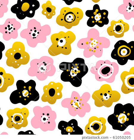 Cute Flowers Seamless Pattern - Stock Illustration [61050205] - PIXTA