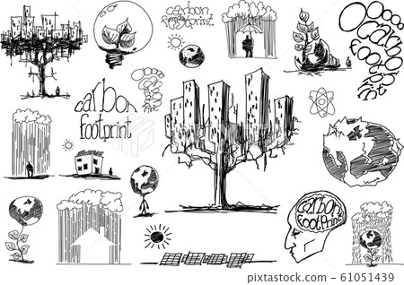 many hand drawn sketches of topics regarding nature and environment and ecology and energy and planet earth and carbon footprint many hand drawn sketches of topics regarding nature and environment and ecology and energy and planet earth and carbon footprint 61051439