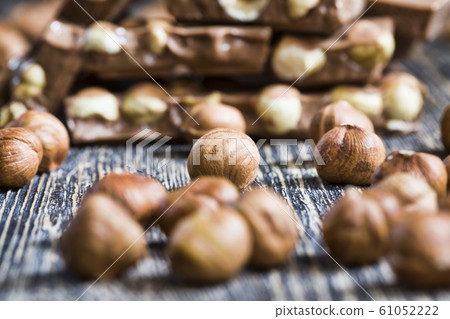 bitter real chocolate, photographed close-up with 61052222
