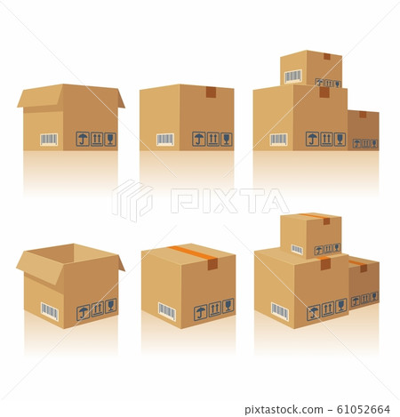 Closed open recycle brown carton delivery Closed open recycle brown carton delivery 61052664