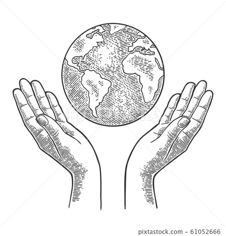 Earth planet in open female human palms. Vector Earth planet in open female human palms. Vector 61052666