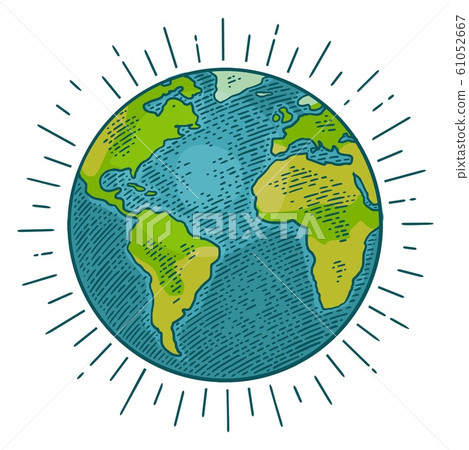 Earth planet. Vector color vintage engraving Earth planet. Vector color vintage engraving 61052667