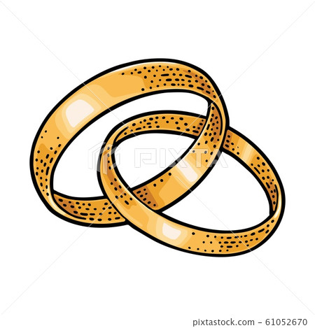 Wedding bonded gold rings. Vintage vector Wedding bonded gold rings. Vintage vector 61052670