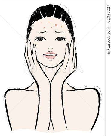 女性患有痤瘡粉刺 61055227